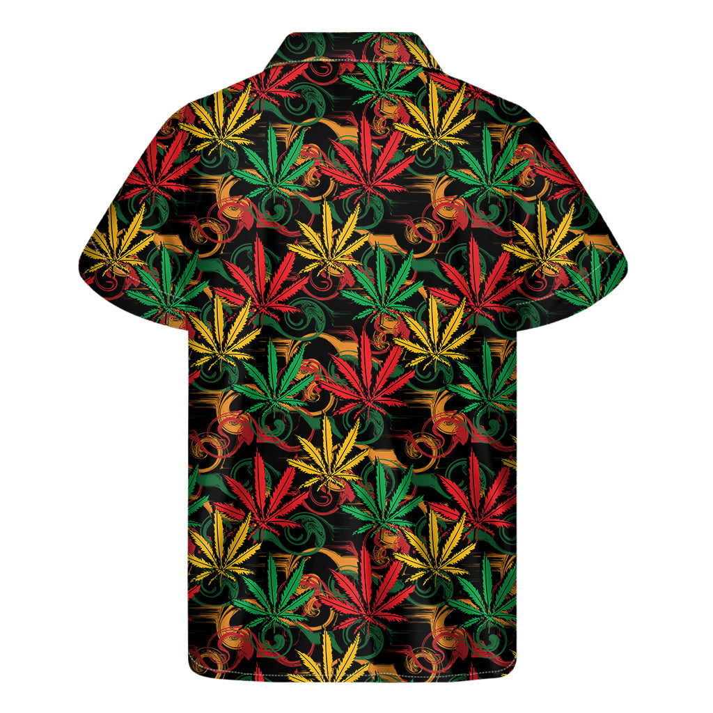 Rasta Marijuana Hawaiian Print Short Sleeve Shirt - 2