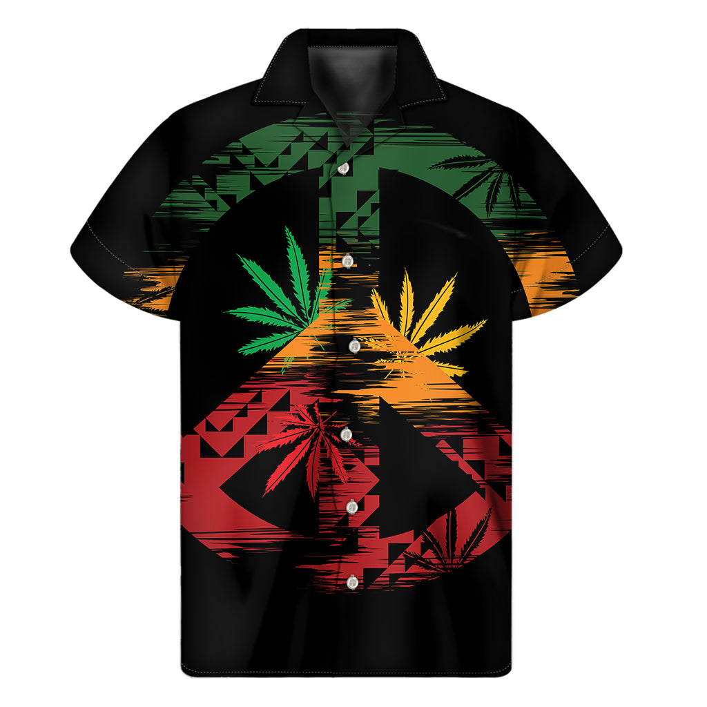 Rasta Peace Sign Hawaiian Short Sleeve Shirt - 1