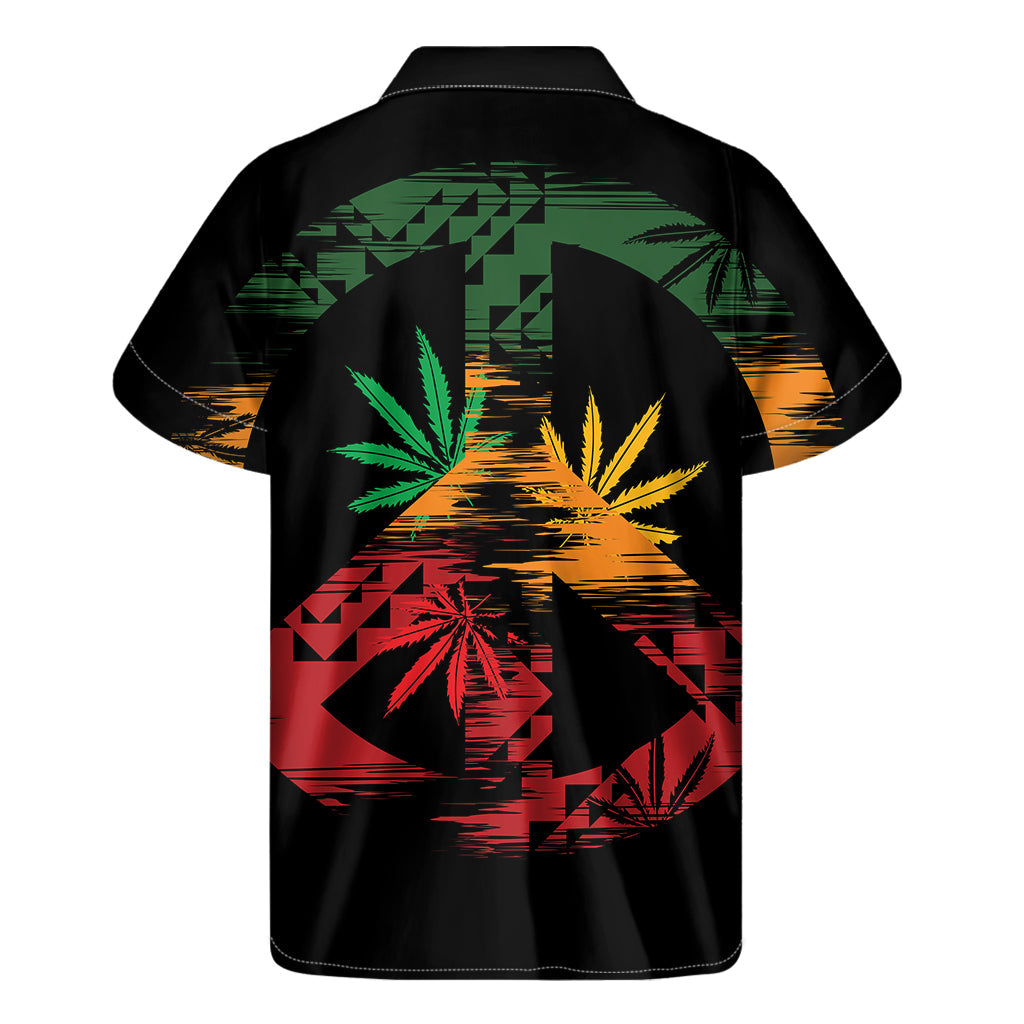 Rasta Peace Sign Hawaiian Short Sleeve Shirt - 2