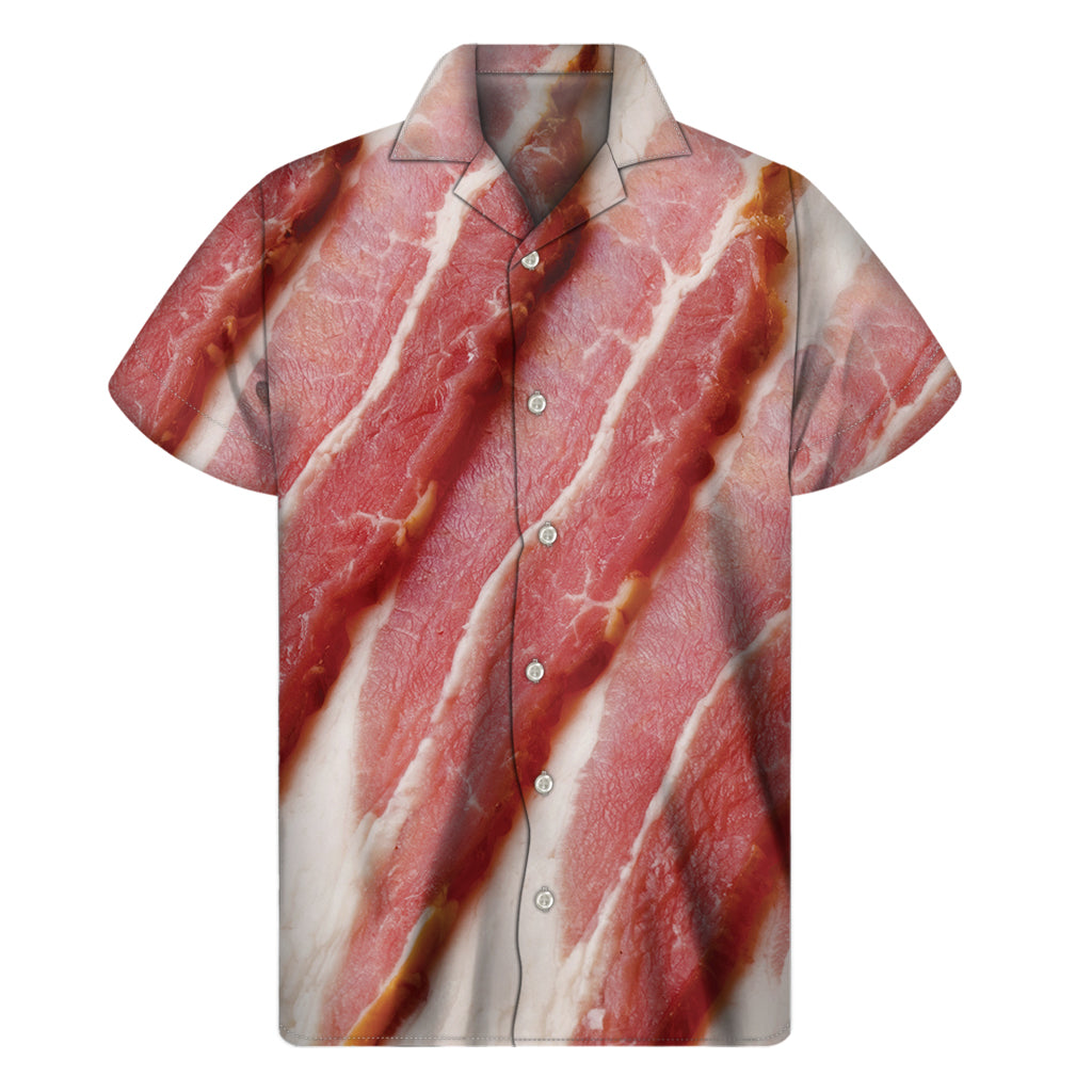Tropical Temptations: Hawaiian Short Sleeve Shirt in Raw Bacon Print - 1