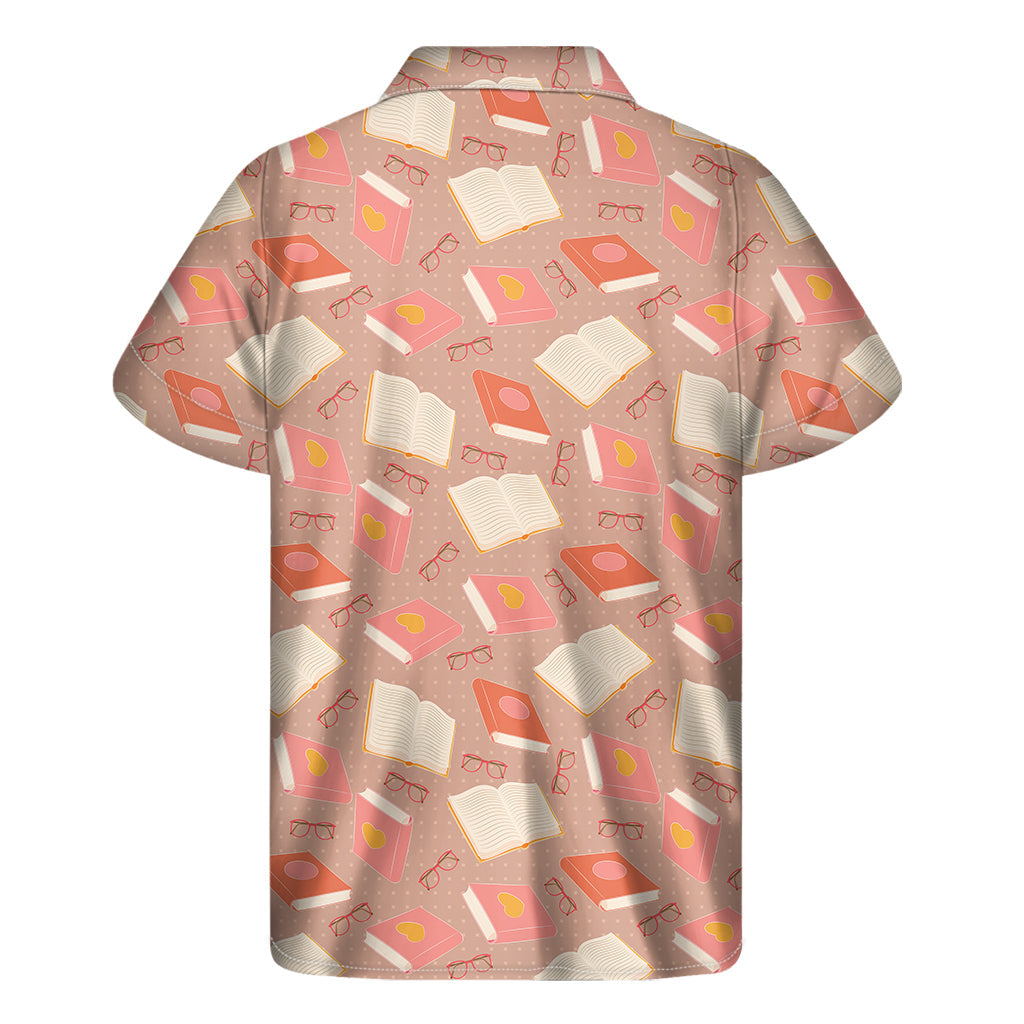 Tropical Bookworm: Hawaiian Short Sleeve Shirt with Reading Books and Glasses Pattern - 2