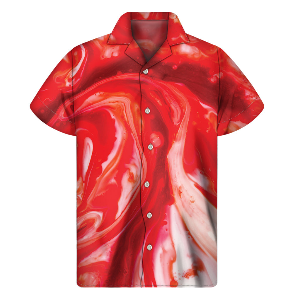 Red Hawaiian Sunset Print Men's Short Sleeve Shirt - 1