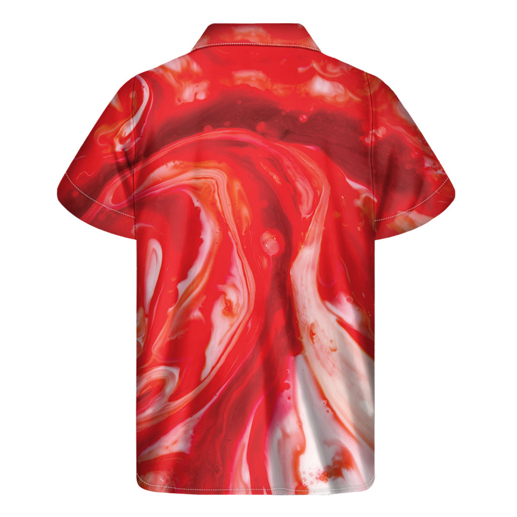 Red Hawaiian Sunset Print Men's Short Sleeve Shirt - 2
