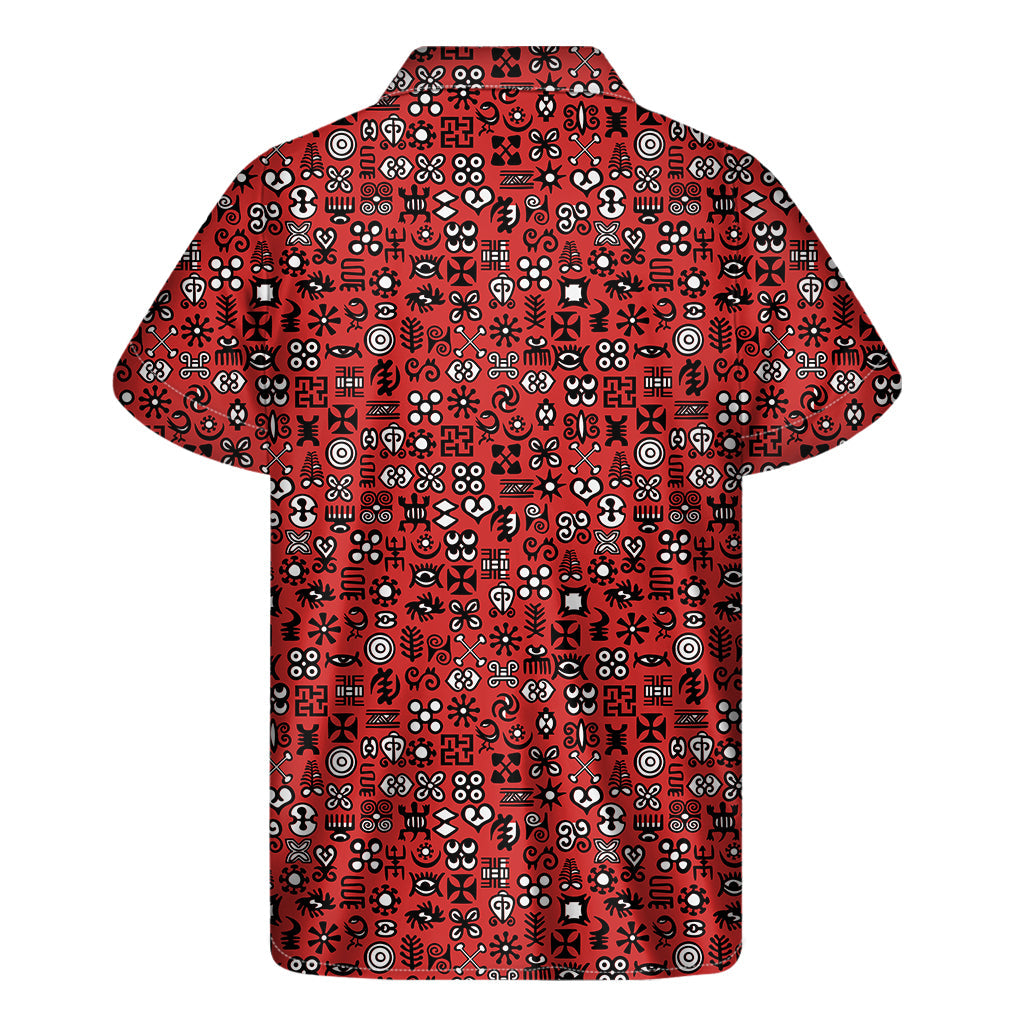 Red Adinkra Tribe Symbols Hawaiian Short Sleeve Shirt - 2
