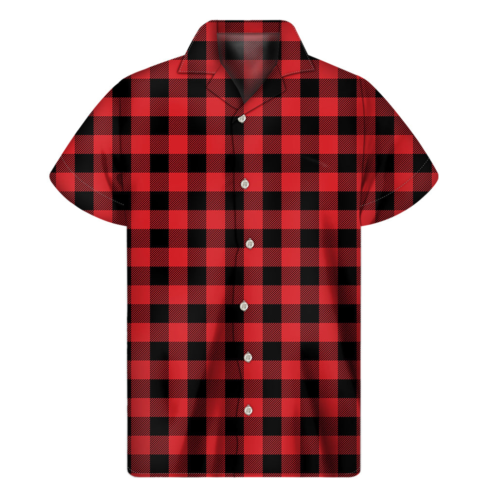 Red and Black Buffalo Check Hawaiian Short Sleeve Shirt - 1