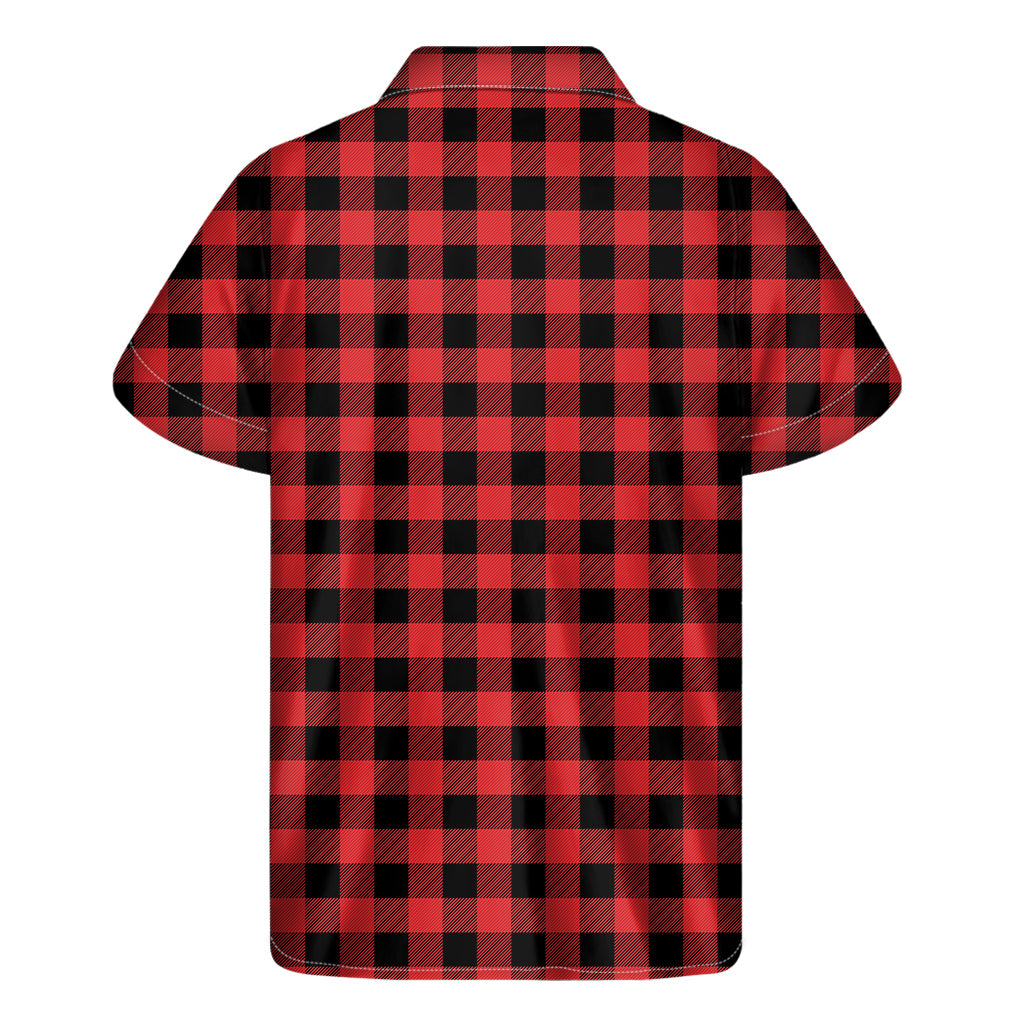 Red and Black Buffalo Plaid Hawaiian Short Sleeve Shirt - 2