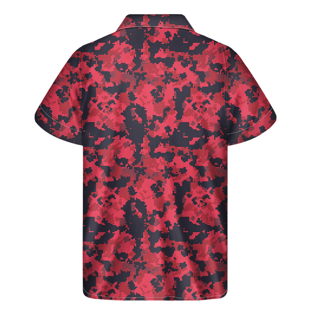 Red and Black Hawaiian Camo Print Men's Short Sleeve Shirt - 2