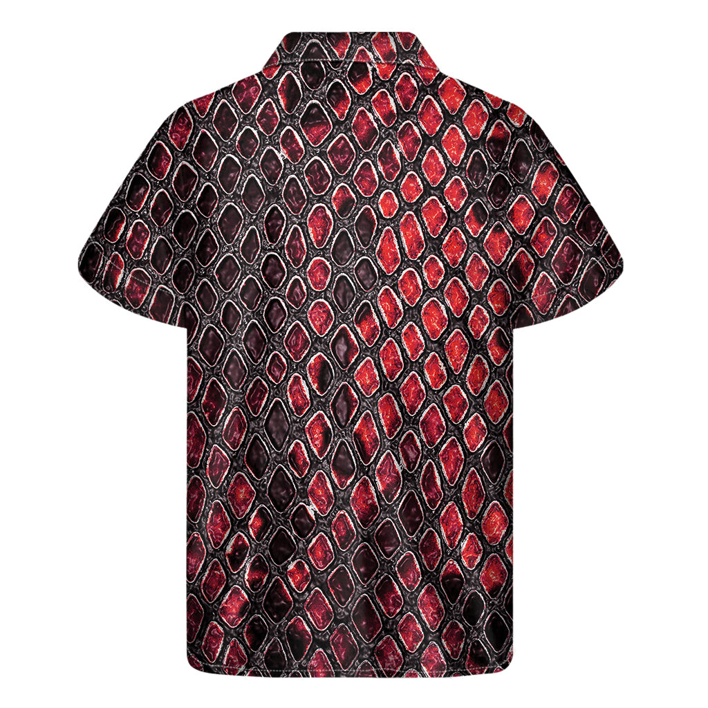 Red and Black Snakeskin Print Hawaiian Aloha Shirt - 2