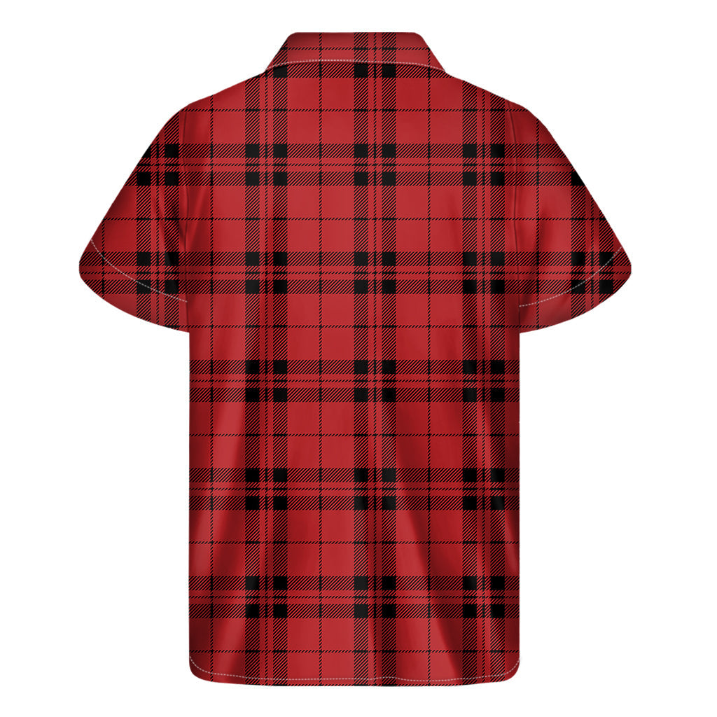 Island Vibes: Red and Black Tartan Hawaiian Short Sleeve Shirt - 2
