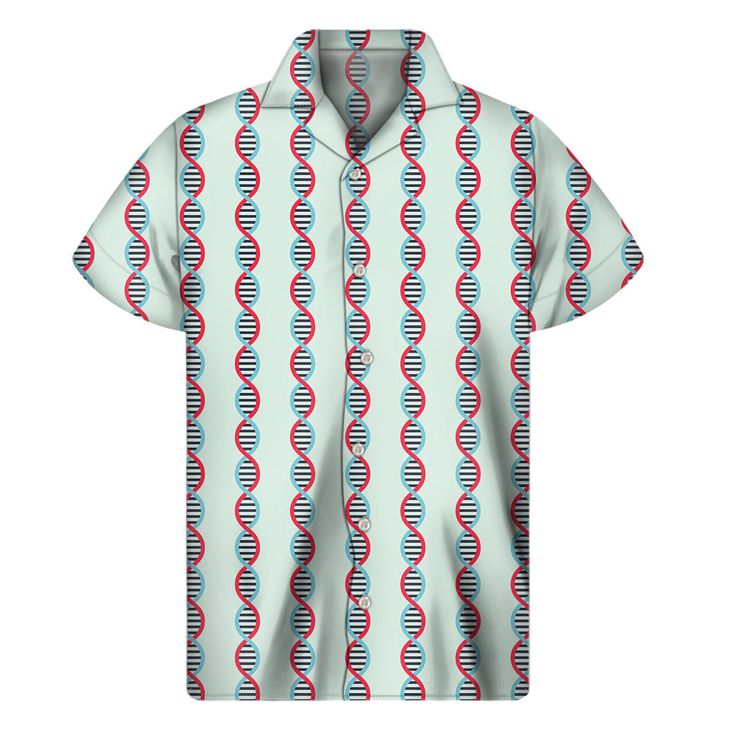 Red and Blue DNA Pattern Hawaiian Short Sleeve Shirt - 1
