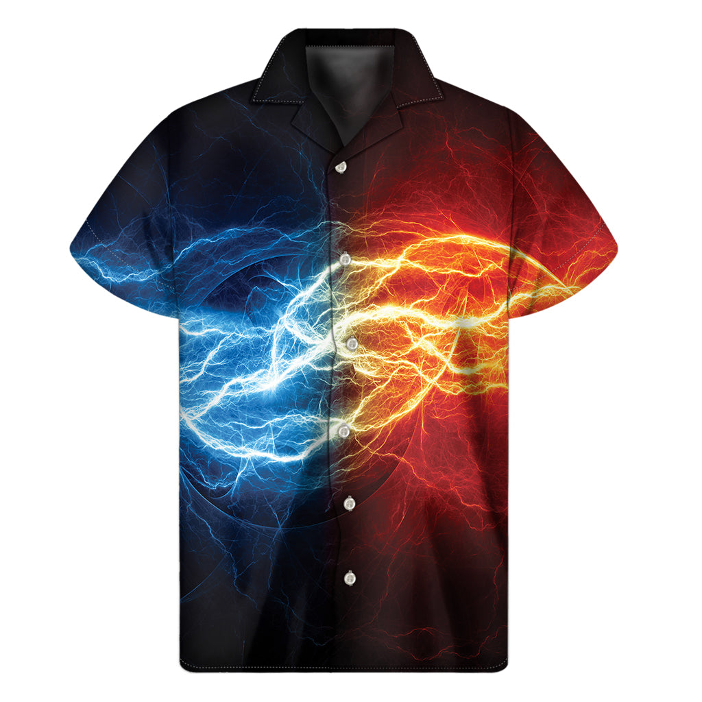 Red and Blue Lightning Hawaiian Short Sleeve Shirt - 1