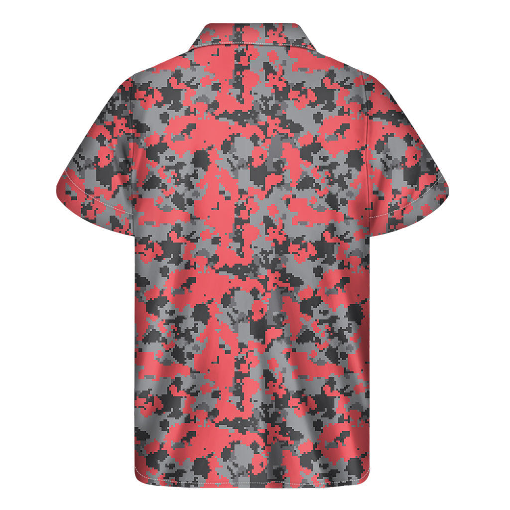 Red and Grey Hawaiian Camo Print Short Sleeve Shirt - 2