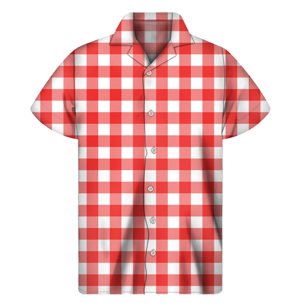 Red and White Hawaiian Print Short Sleeve Shirt for Men - 1