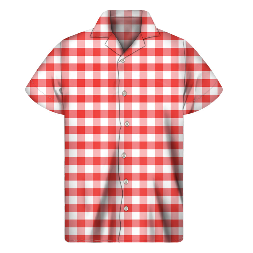 Island Vibes: Red Hawaiian Gingham Short Sleeve Shirt - 1
