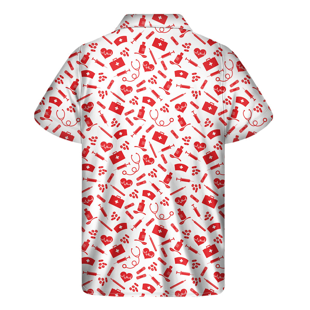 Red and White Hibiscus Hawaiian Men's Short Sleeve Shirt - 2
