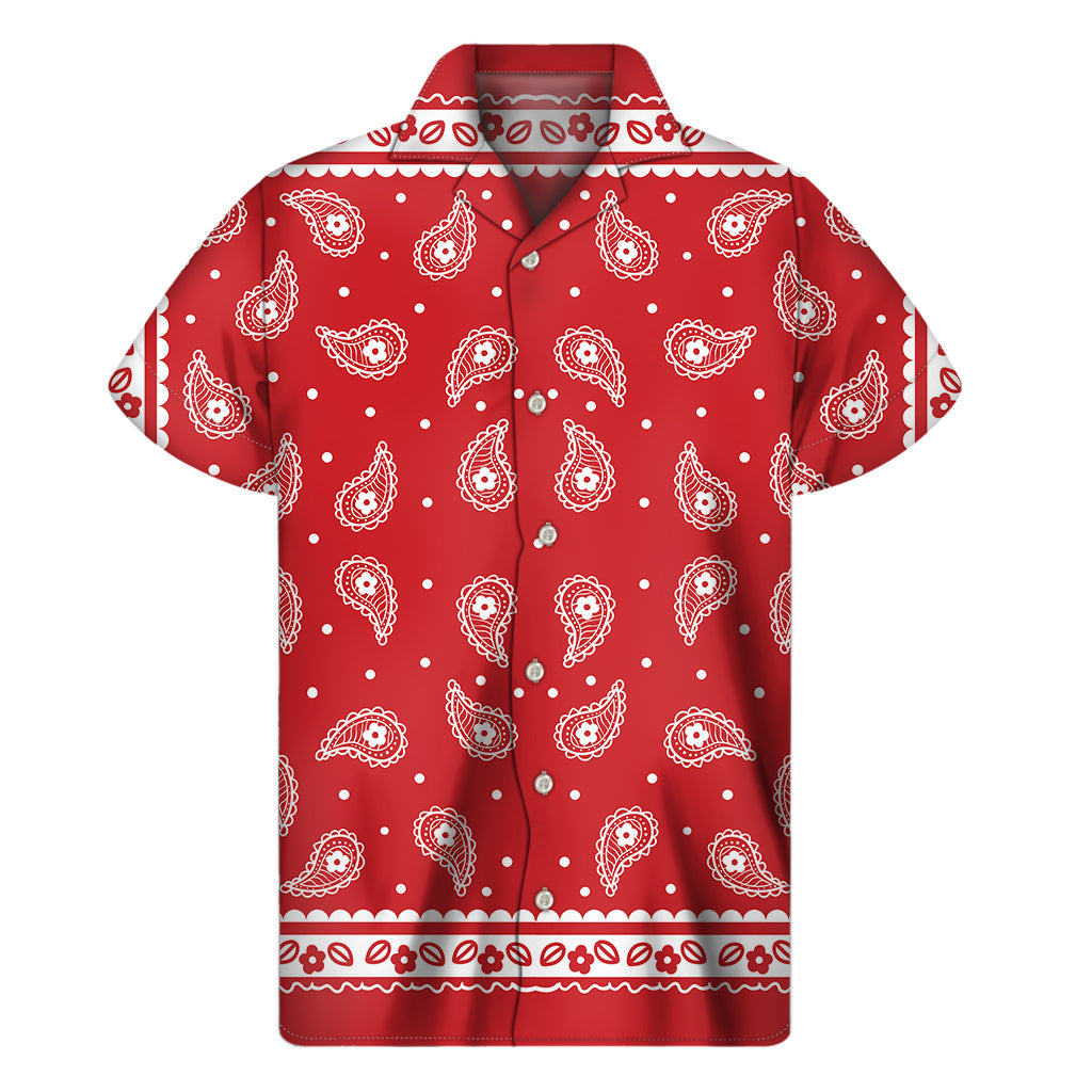 Paisley Bandana Print Hawaiian Short Sleeve Shirt - 1