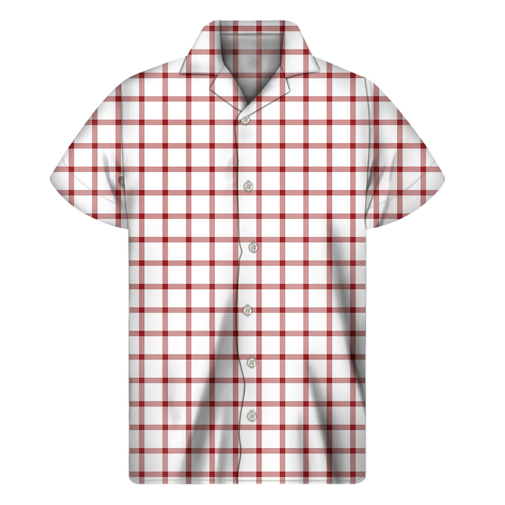 Red and White Tattersall Pattern Hawaiian Shirt - 1
