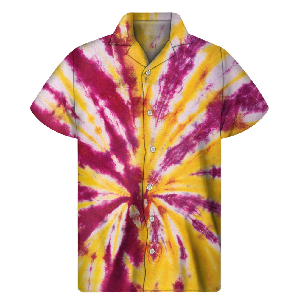 Red and Yellow Spider Tie-Dye Hawaiian Shirt- Perfect Aloha Attire! - 1