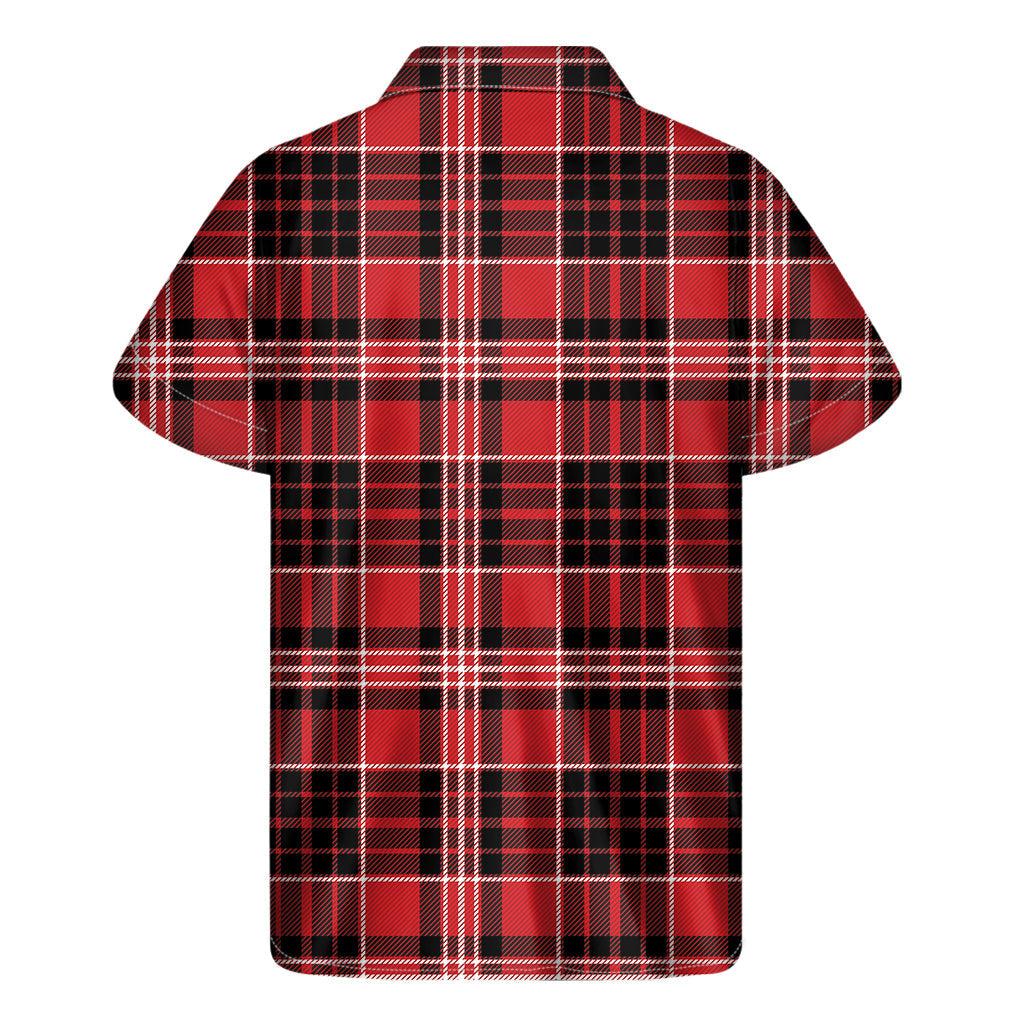 Tropical Vibes: Hawaiian Short Sleeve Shirt in Red, Black, and White Plaid - 2