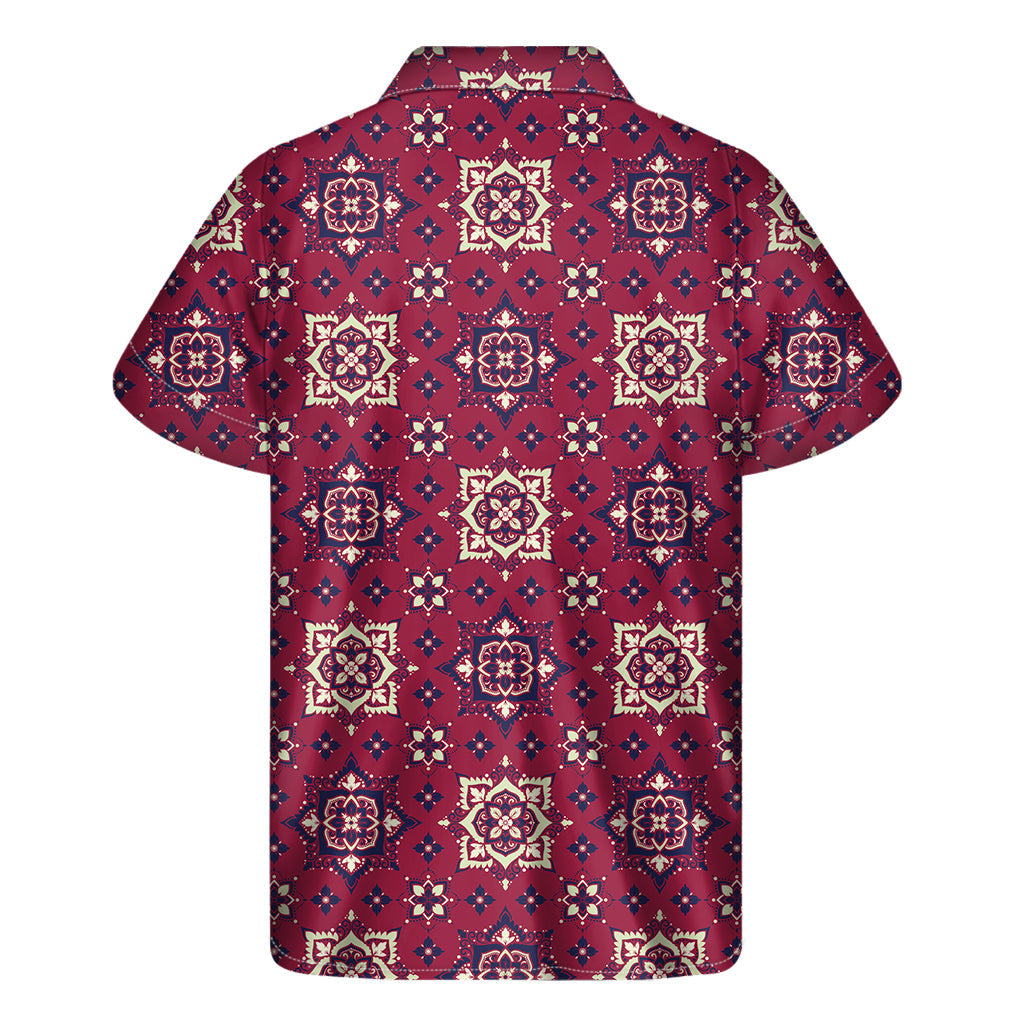 Red Boho Flower Hawaiian Short Sleeve Shirt - 2
