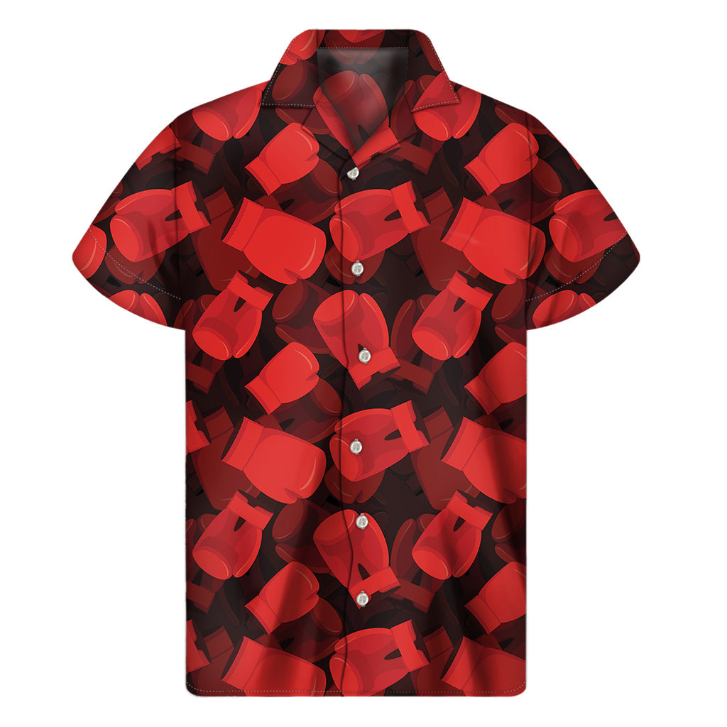 Red Boxing Gloves Hawaiian Print Short Sleeve Shirt - 1