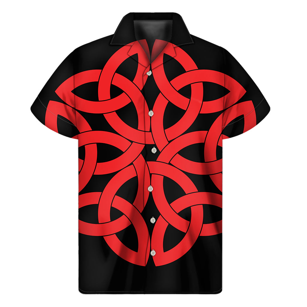 Red Celtic Knot Print Hawaiian Short Sleeve Shirt - 1