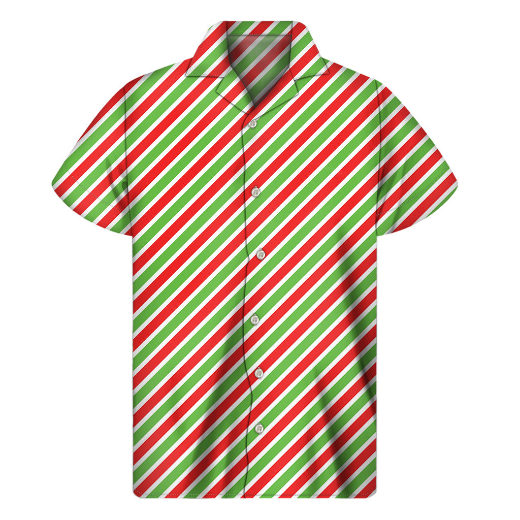 Red, Green, and White Candy Cane Print Hawaiian Shirt - Embrace the Aloha Spirit! - 1
