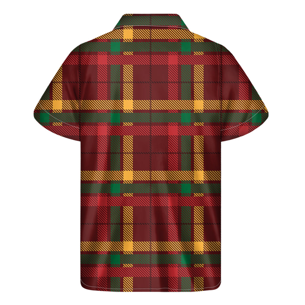 Stylish Hawaiian Shirt in Red, Green, and Yellow Stewart Print - 2