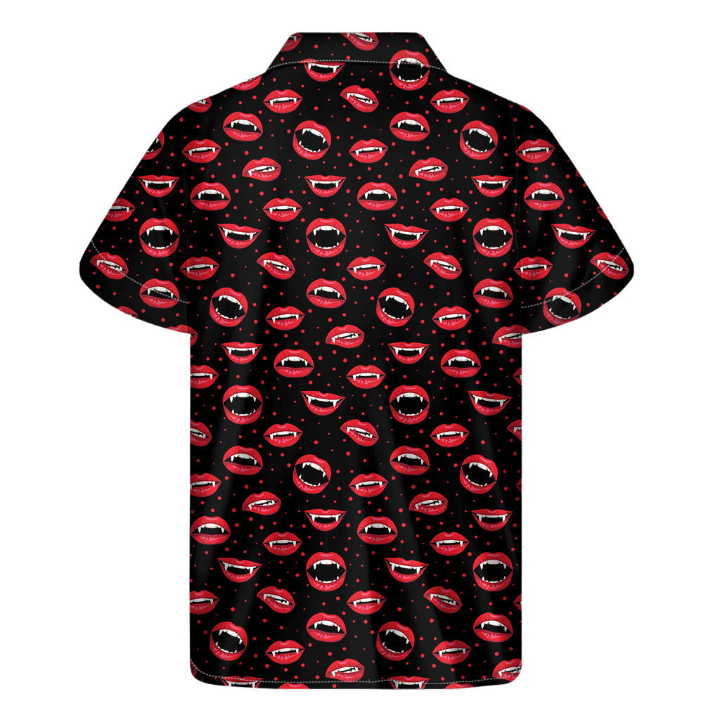 Red Vampire Lips Hawaiian Print Short Sleeve Shirt - 2