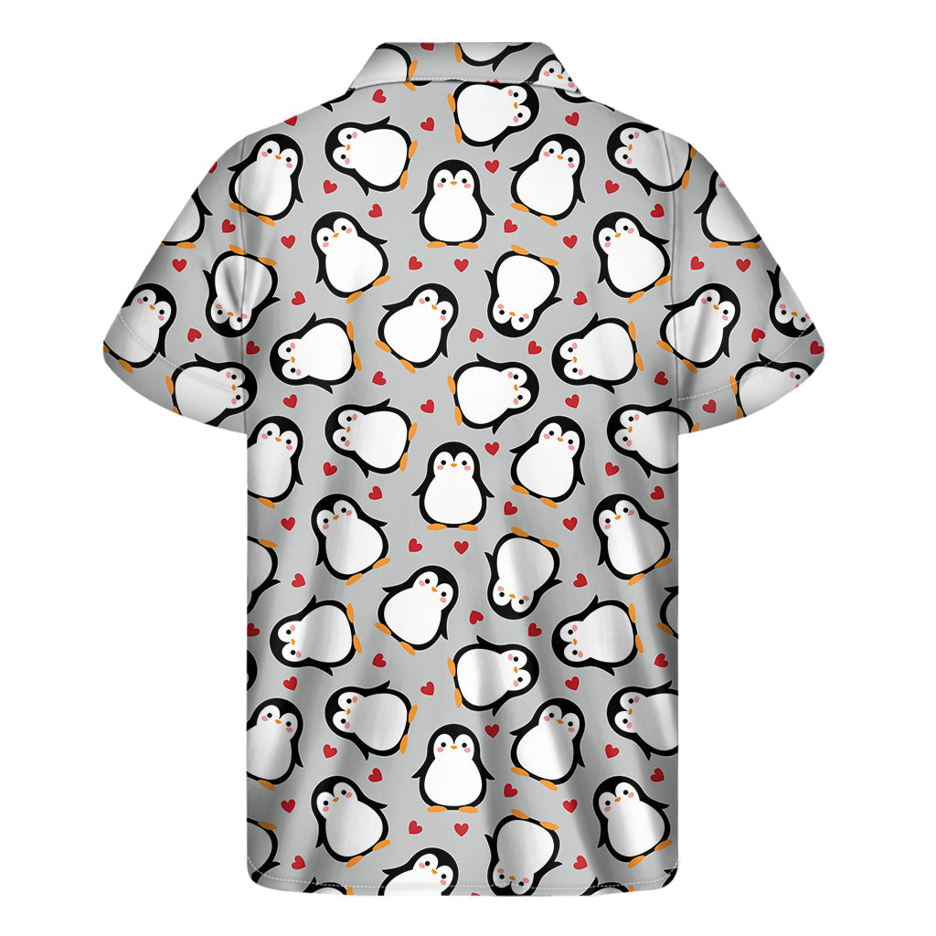 Red Heart and Penguin Hawaiian Print Short Sleeve Shirt - 2