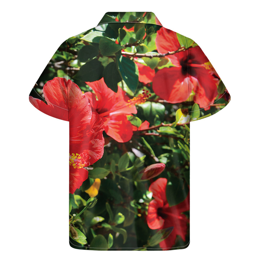 Red Hibiscus Flowers Hawaiian Short Sleeve Shirt - 2