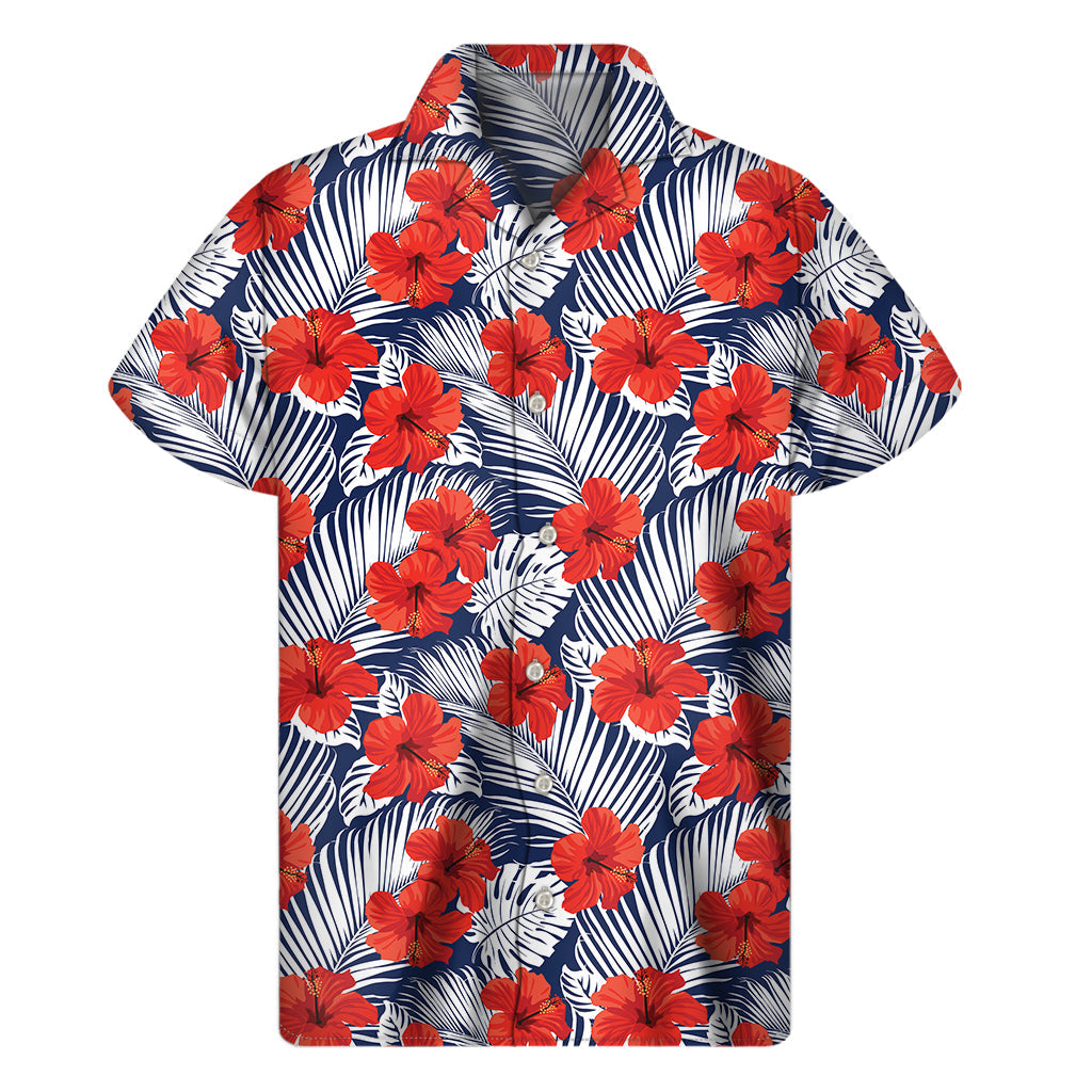 Red Hibiscus Hawaiian Short Sleeve Shirt: Embrace the Aloha Spirit in Style - 1