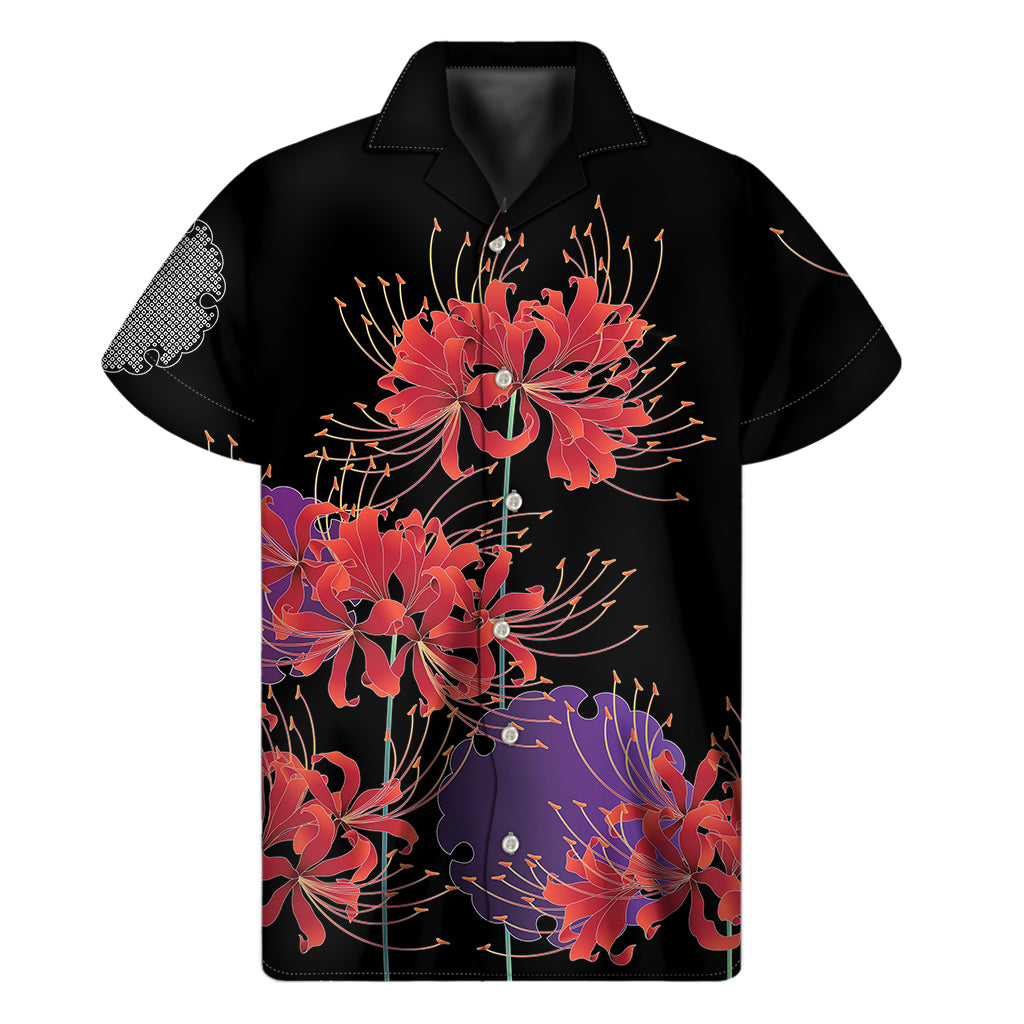 Red Japanese Amaryllis Hawaiian Short Sleeve Shirt - 1
