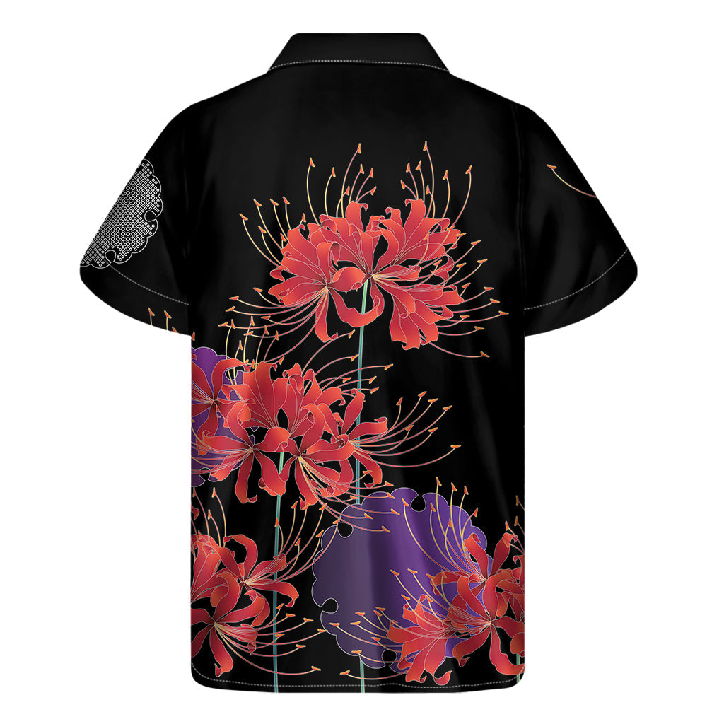 Red Japanese Amaryllis Hawaiian Short Sleeve Shirt - 2