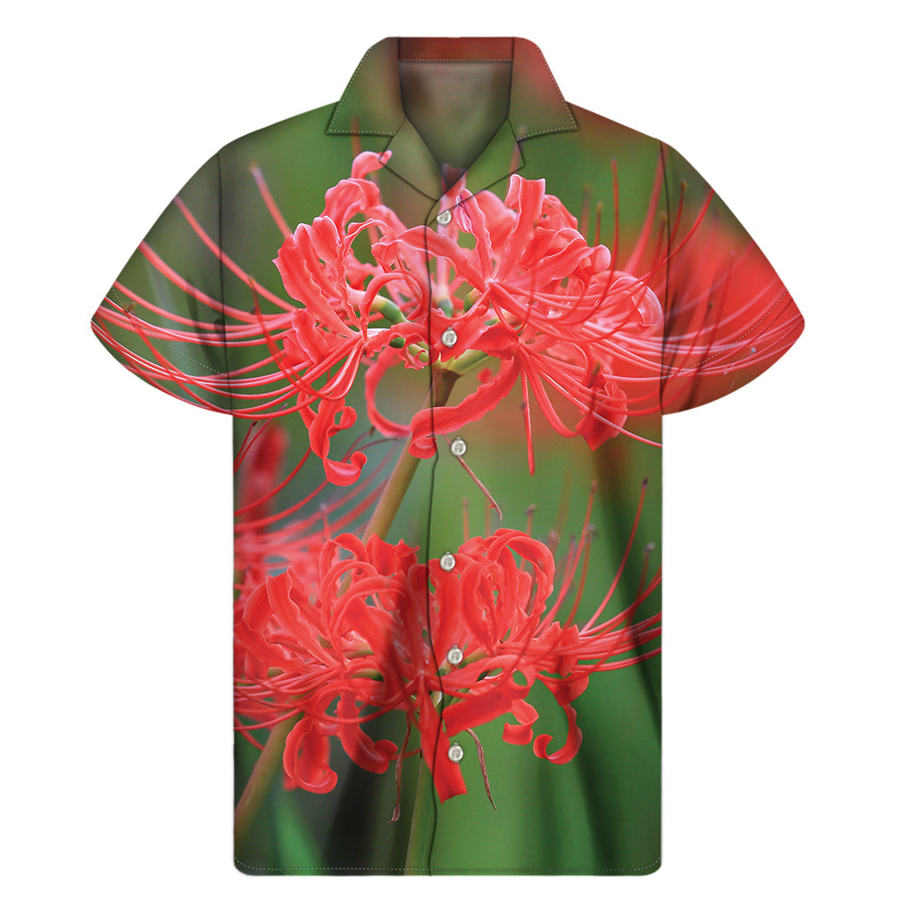 Red Hawaiian Amaryllis Print Men's Aloha Shirt - 1
