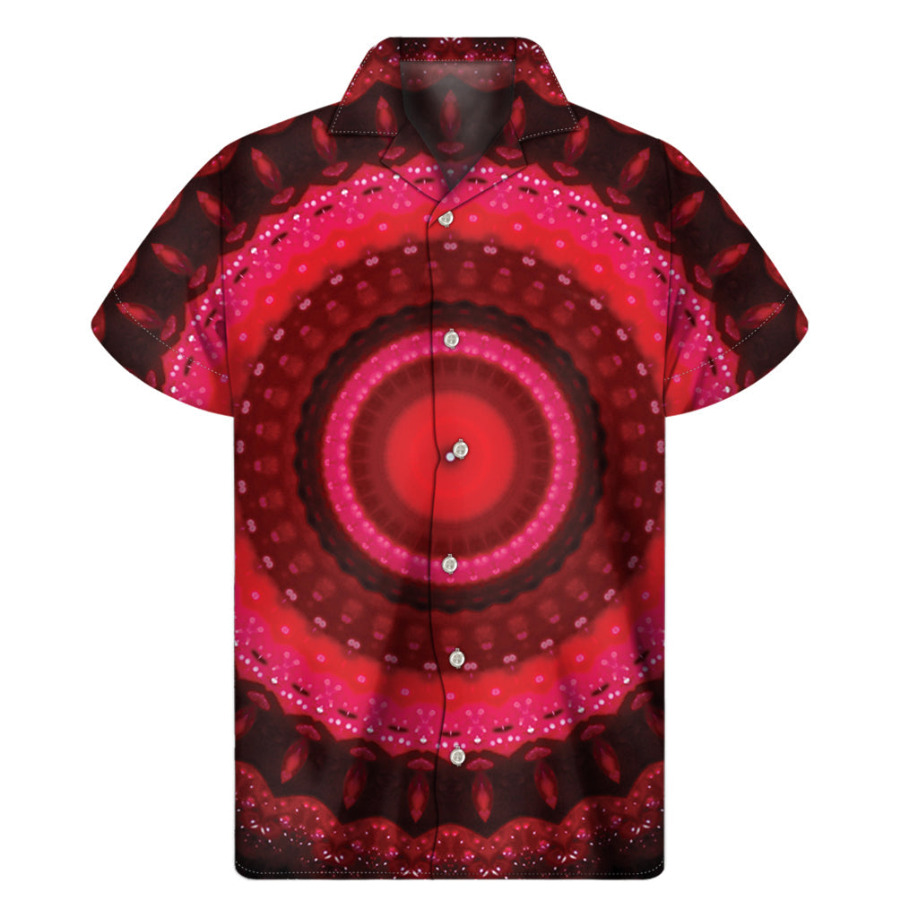 Vibrant Red Kaleidoscope Hawaiian Short Sleeve Shirt - 1
