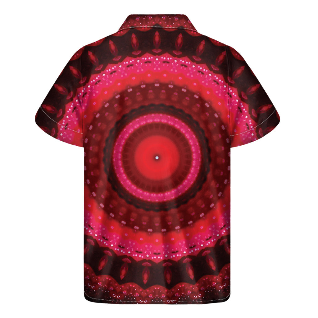 Vibrant Red Kaleidoscope Hawaiian Short Sleeve Shirt - 2