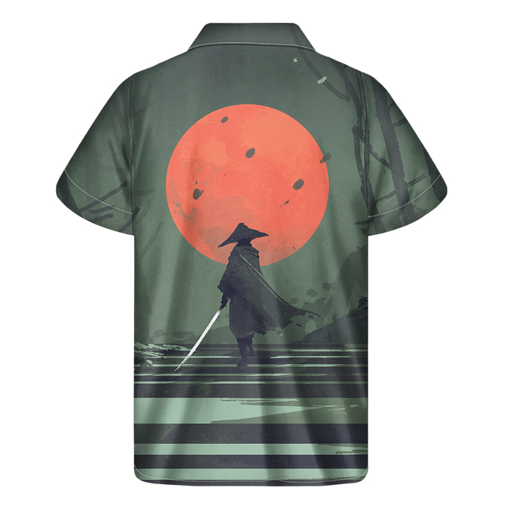 Tropical Vibes: Red Moon Samurai Hawaiian Short Sleeve Shirt - 2