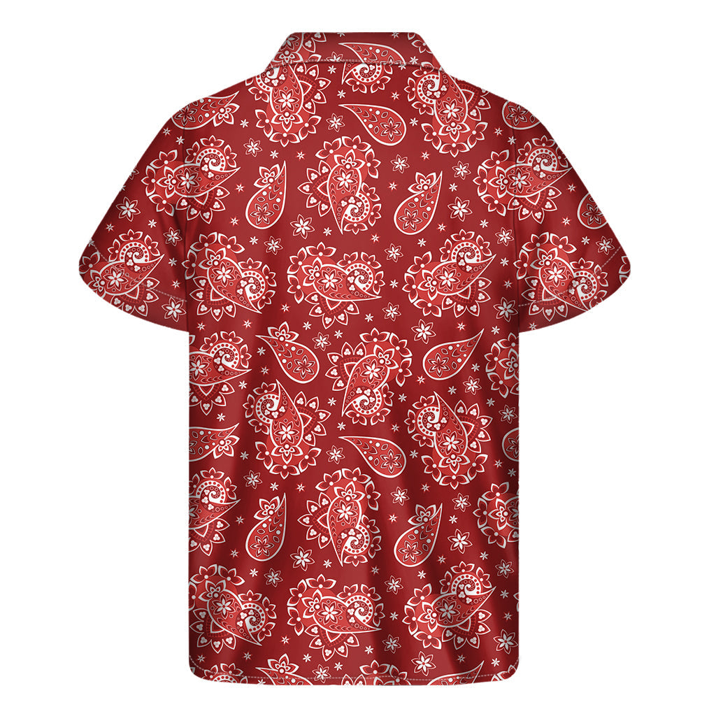 Radiant Red Hawaiian Paisley Print Men's Short Sleeve Shirt - 2