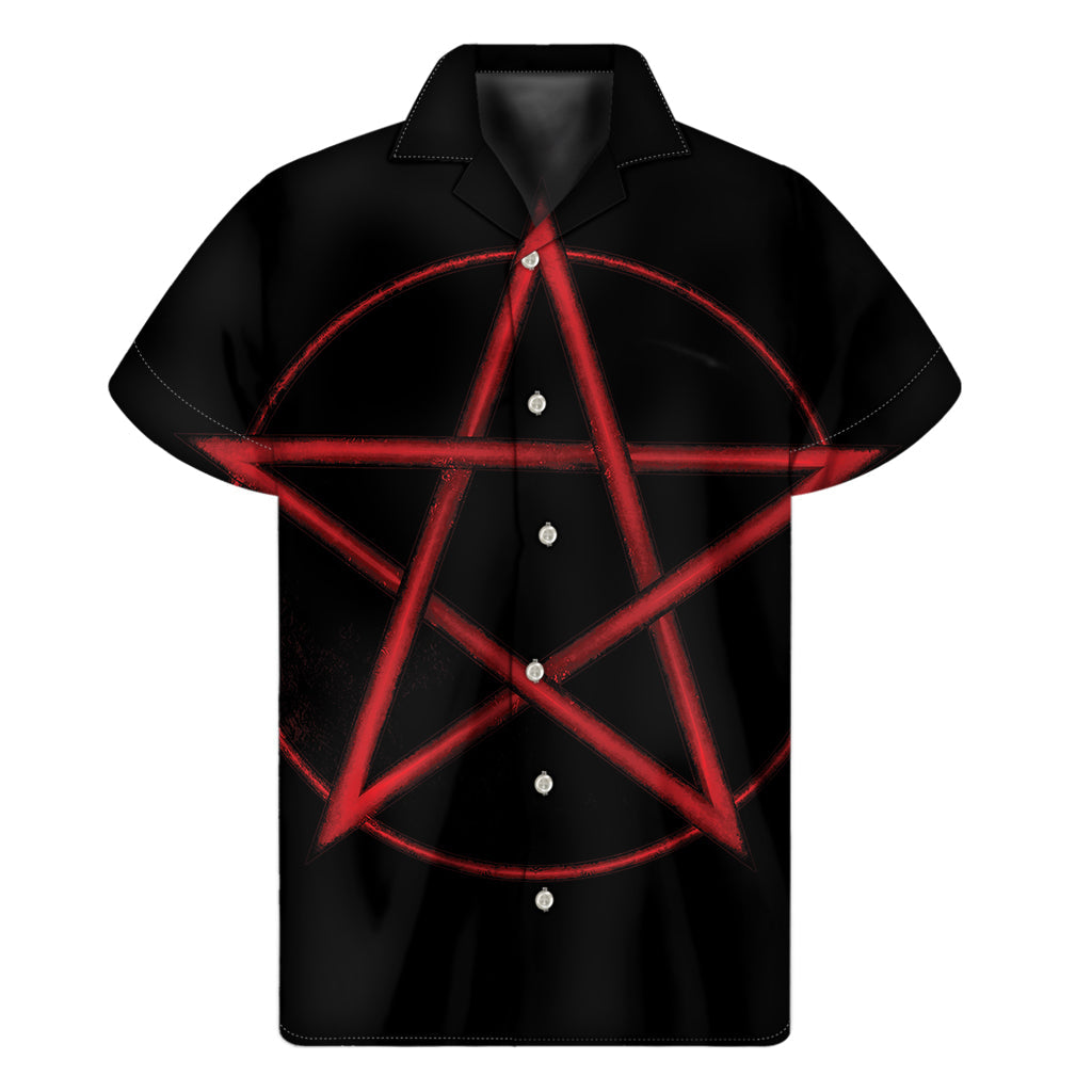 Red Pentagram Symbol Hawaiian Aloha Shirt - 1