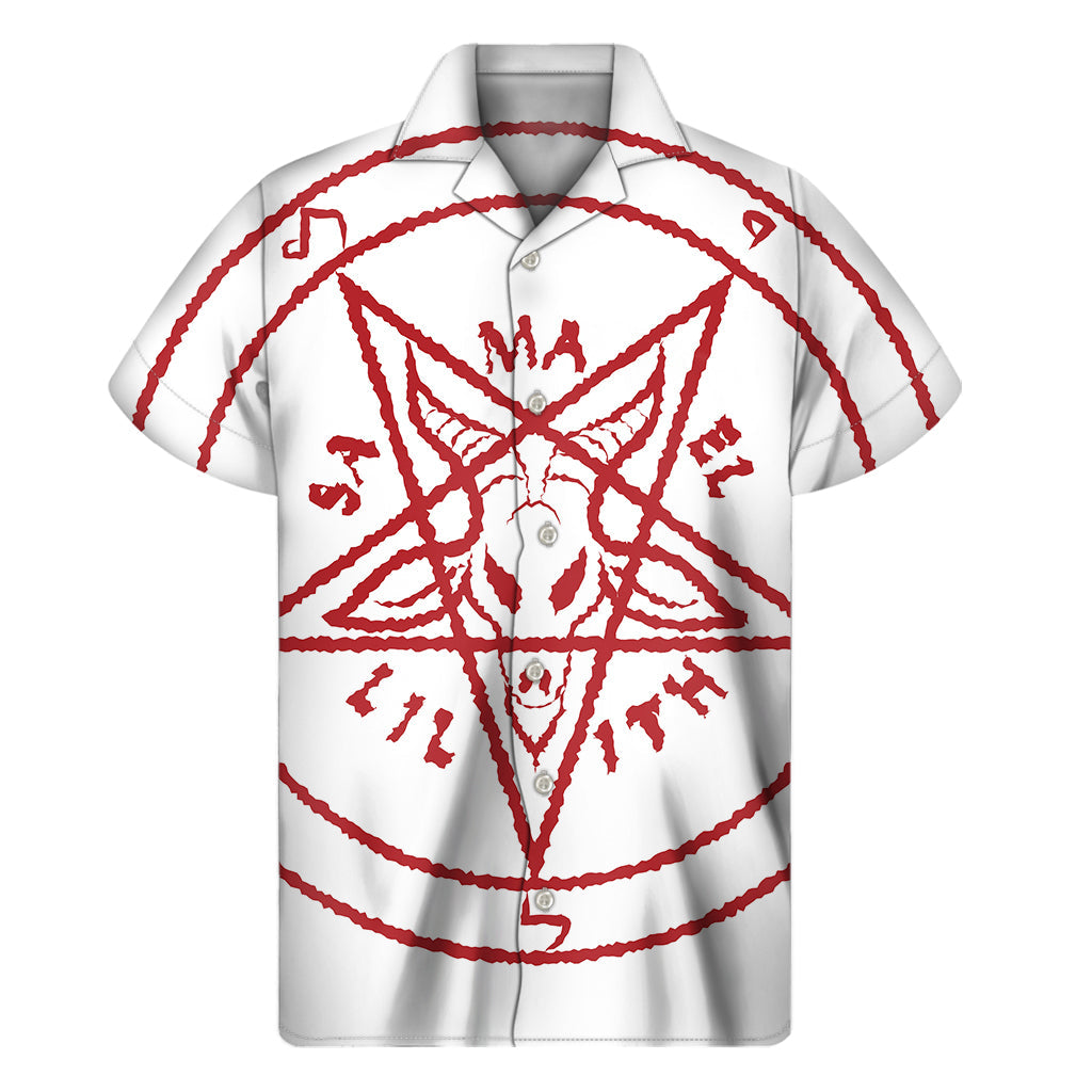 Red Satanic Pentagram Hawaiian Aloha Shirt - 1