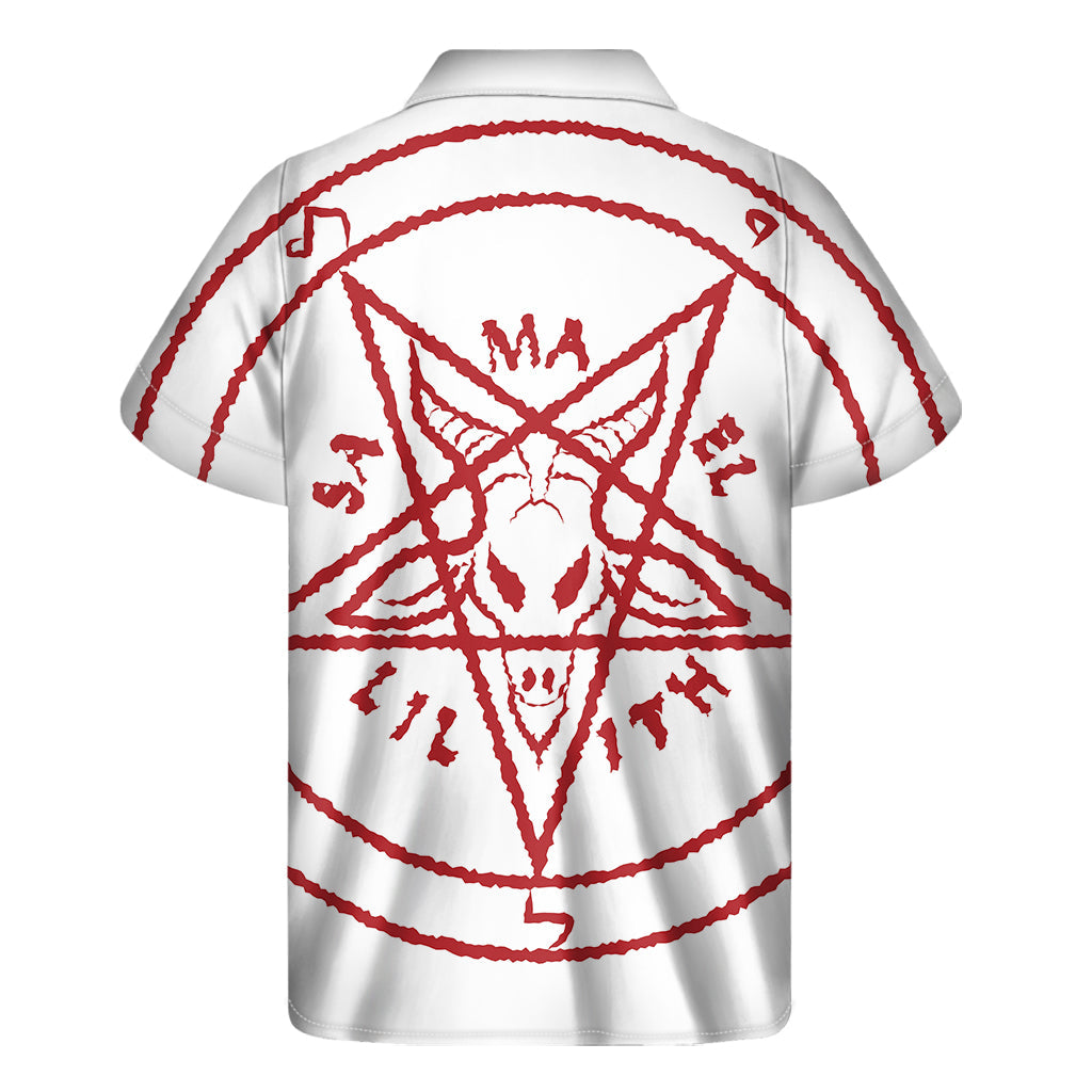 Red Satanic Pentagram Hawaiian Aloha Shirt - 2