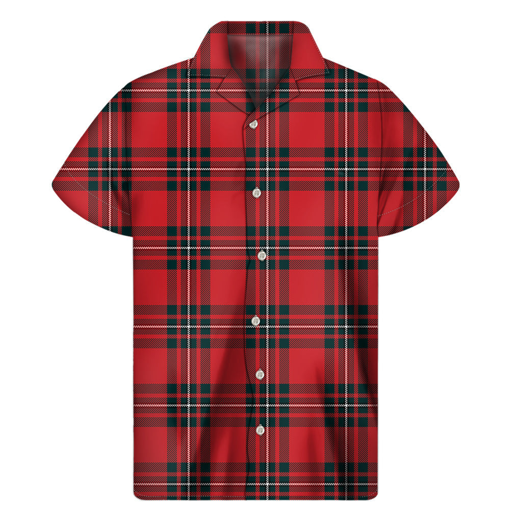 Hawaiian Red Tartan Pattern Print Short Sleeve Shirt - 1