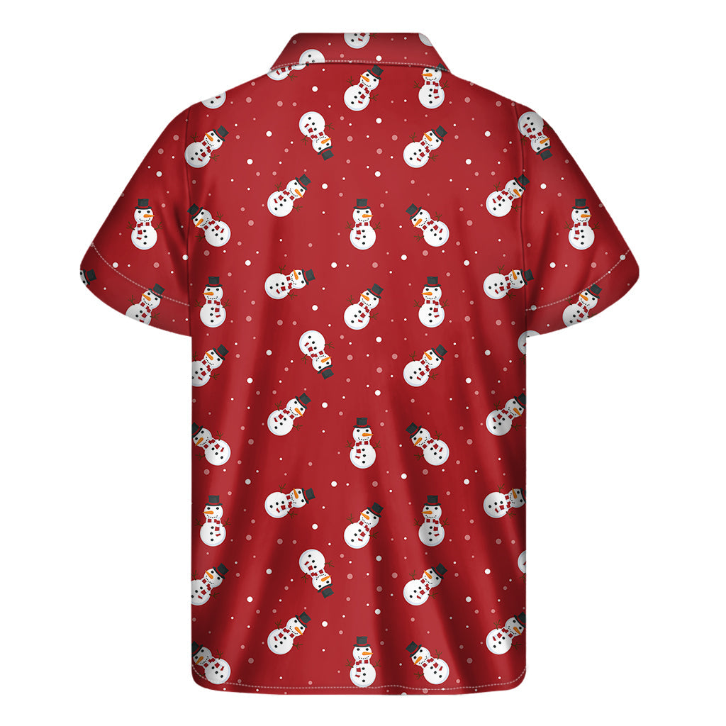 Red Snowman Pattern Hawaiian Short Sleeve Shirt - 2