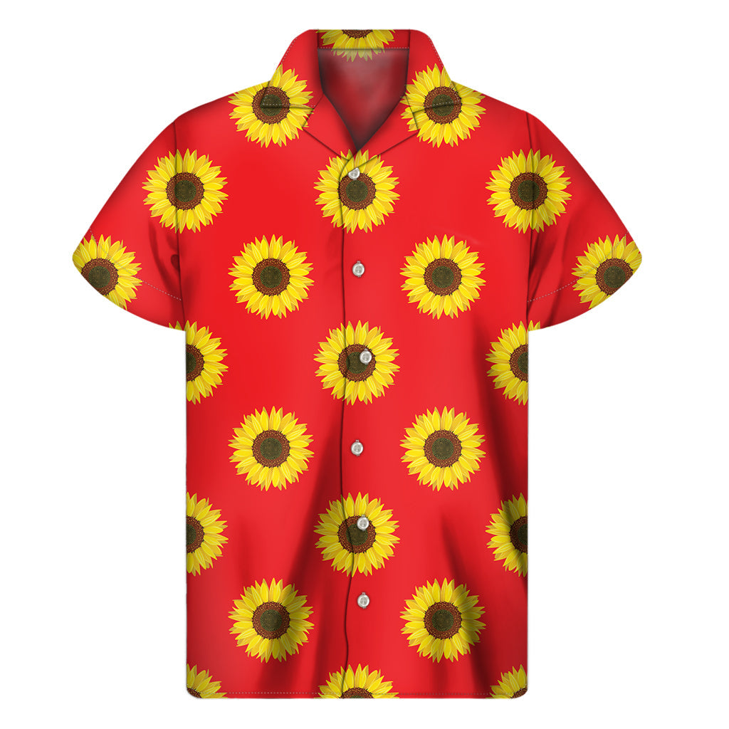 Red Sunflower Hawaiian Short Sleeve Shirt - 1