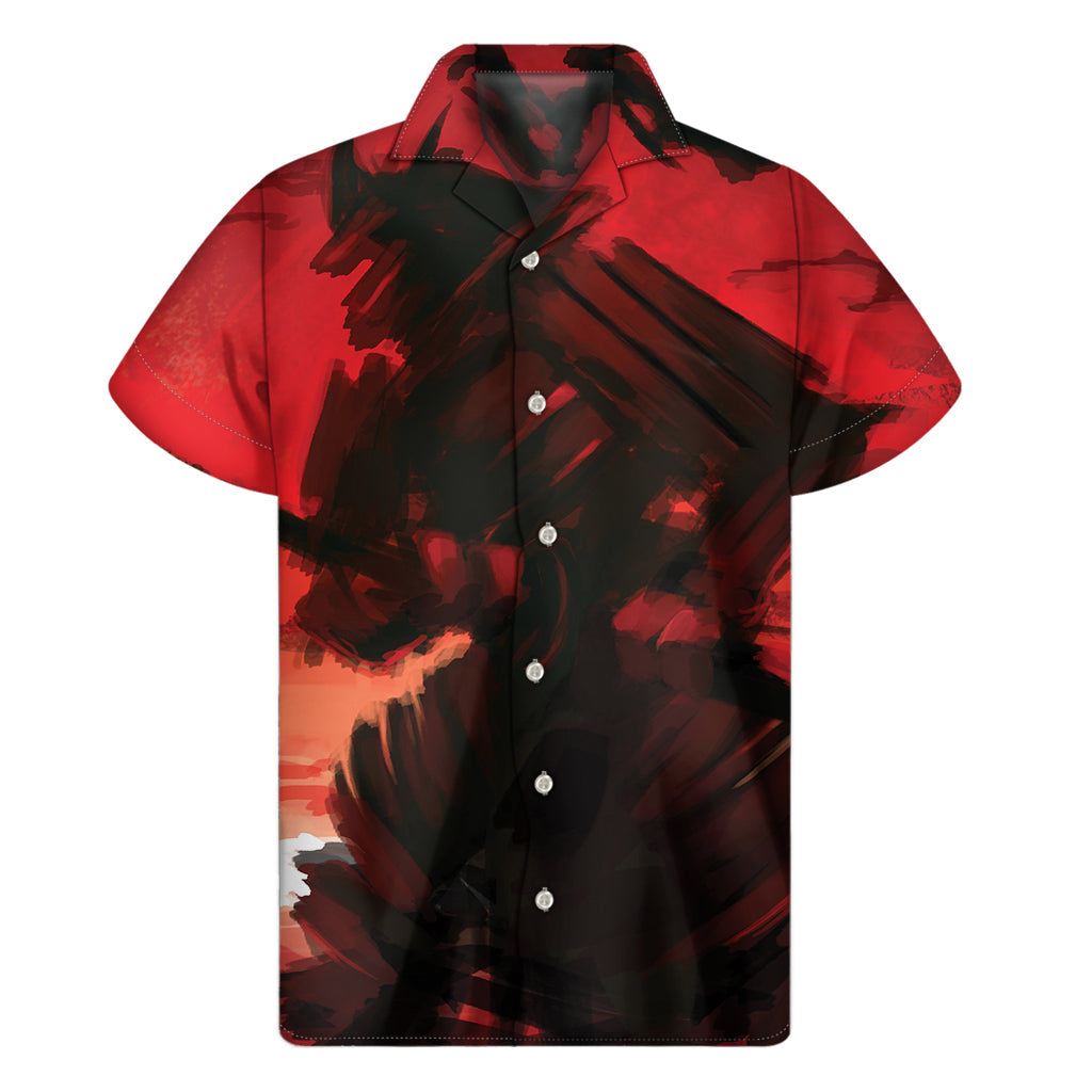 Red Sunset Samurai Hawaiian Short Sleeve Shirt - 1
