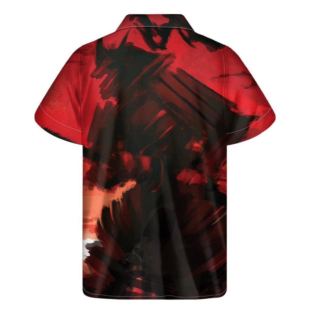 Red Sunset Samurai Hawaiian Short Sleeve Shirt - 2