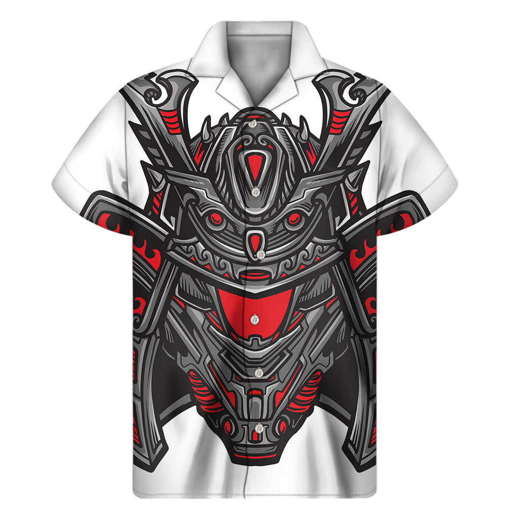 Robot Samurai Mask Print Hawaiian Short Sleeve Shirt - Embrace the Aloha Spirit! - 1