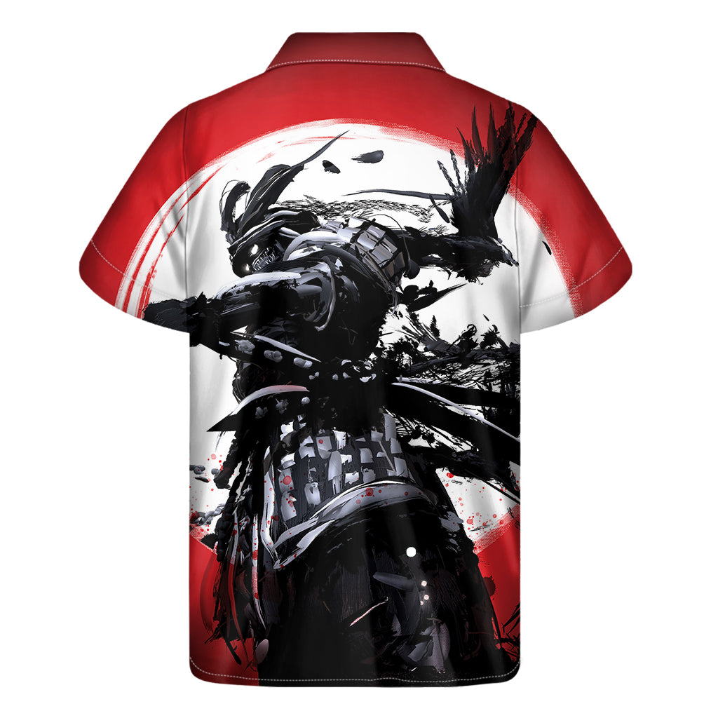 Samurai and Crow Print Hawaiian Short Sleeve Shirt - 2