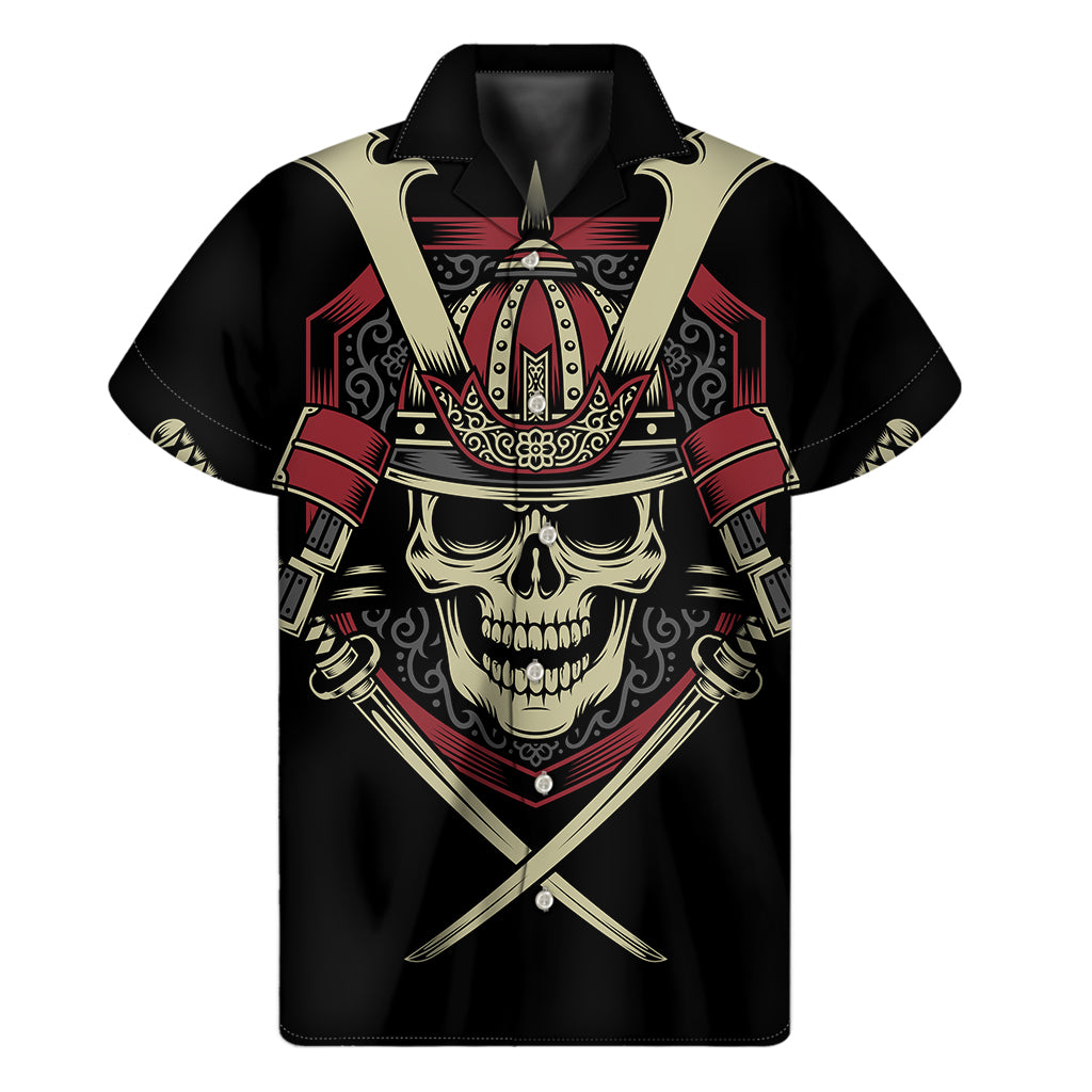 Warrior Skull Aloha: Men's Hawaiian Short Sleeve Shirt - 1